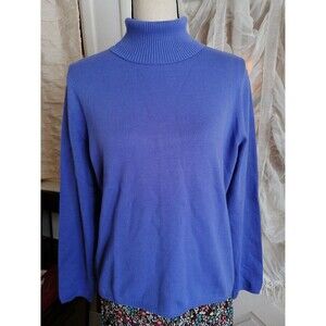 VTG Talbots Sweater Women Size L Cotton Nylon Turtleneck lavender blue